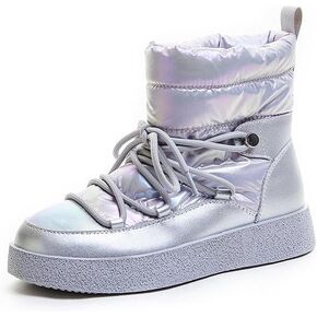 Winter Snow Boots for Women Sliver Outdoor Water Resistant Furry Warm Ankle High Shoes