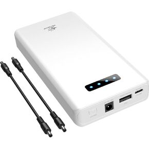 12V 5200mAh Lithium Power Bank, 12V DC & PD45W Type-C & QC3.0 USB Port - 5200mAh Rechargeable Lithium Battery Pack for LED Strips, CCTV Cameras, Outdoor Devices (White, 3 Outputs DC/Type-C/USB-A)