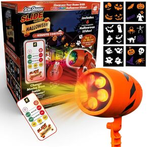 عرض STAR SHAND SLIDE Show Halloween Holiday LED ، كما هو الحال في التليفزيون ، يعرض منزلك مع شرائح العطلات الكاملة بالألوان ، واستخدم 2 أو أكثر من نتائج spooktacular ، وتشمل 6 شرائح الهالوين وبعدها عن بعد
