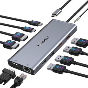 10-in-1 USB C Hub with 4K HDMI Adapter, SD/TF Card Reader, 100W PD Charging, 2 USB 3.0 Ports, and 2 usb2.0 Ports for MacBook Pro/Air, Dell XPS, Lenovo ThinkPad, etc. (10-in-1 VGA)