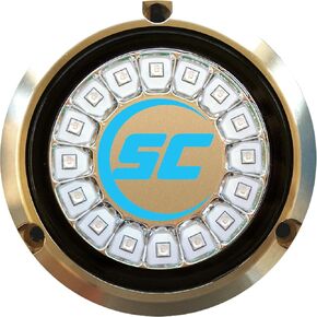 SCR-16 LED Underwater Boat Light - Bimini Blue - Bronze Housing - 60W Suface Mount - Tempered Glass Lens - IP68 Fully Submersible Waterproof