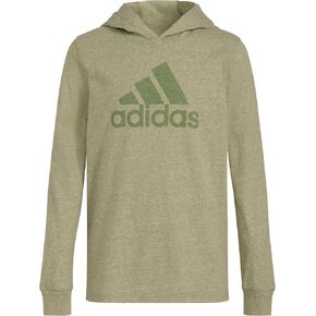 adidas Boy's Snow Heather Hooded Long Sleeve Tee (Big Kids) Caviar Snow LG (14-16 Big Kids) in Saudi Arabia