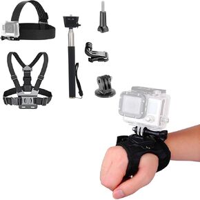 3 in 1 Universal Action Camera Accessories Kit and 360 Degree Rotation Hand Strap Mount Wrist Strap Belt Compatible with Gopro Hero 13 12 11 10 9 8 7 6 5/AKASO EK7000/V50/Brave 7/Dragon Touch Action