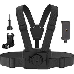 Phone Chest Mount Harness Holder Mobile Phone Strap Clip Compatible with GoPro 13/12/11/10/9/8/7/6 DJI Osmo Action 5 Pro 4 3 Insta360 X4 X3 Smartphone and Cell Phones Action Cameras POV/VLOG