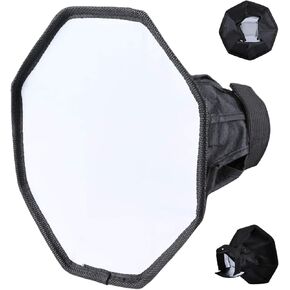 Camera Flash Diffuser - Foldable Light, Octagon Reflector | Photography Glow Cover for DSLR Speedlight Snap Accessory Outdoor Portrait Equipment Portable Lighting Kit