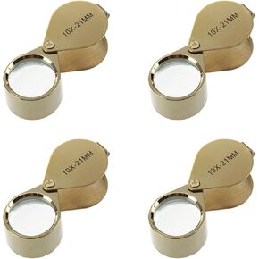 4pcs 10x Magnifying Magnifier Glass Jewellers Eye Foldable Jewelry Loop Loupe(Golden)