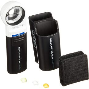 Eschenbach 1511-12M Mobilux LED + MOBASE LED Wide Light Loupe & Carnated Stand ، 1.4 بوصة (35 مم) φ (12.5 مرة)