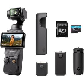 DJI Osmo Pocket 3 Capture More Combo, Vlogging Camera with 1'' CMOS & 4K/120fps Video, 3-Axis Stabilization, Fast Focusing, Face/Object Tracking, 2" Rotatable Touchscreen