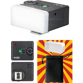 Godox iM30 with Diffuser Godox Mini Flash - Camera Flash GN 15, 7 Power Levels, Manual Flash for Canon/Sony zv1/Sony zve10 /Ricoh gr3/Nikon/Fuji f1-230 Full-Power Flashes/6500K±200K/3.6S Recycle