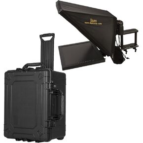 Ikan17-inch High Bright Beam Splitter Teleprompter w/Rolling Case, Rod Based, Adjustable Frame, Extreme Clarity (PT3700-HB-TK) - Black