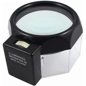 ZTBH Microscope Accessories Kit Cylindrical Table Reading Magnifier 4X Illuminated Desktop Magnifying Glass with Bulb Lamp Cylinder Glass Lens Jewelry Loupe Microscope Slides