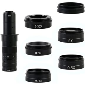 Lab Microscope Accessories 0.75X 0.5X 2.0X 0.35X 1X Barlow Auxiliary Objective Glass Lens for 180X 300X Zoom Monocular C Mount Lens Video Microscope Camera(2.0X 0.5X)