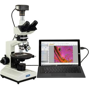 OMAX 40X-1500X USB3 10MP Trinocular Polarizing Microscope with Bertrand Lens and Rotatable Stage