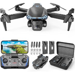 Drone with Camera 1080P HD, FPV Foldable Drone for Adults Kids, One-Key Take Off/Landing, 3D Flips, Altitude Hold, Speed Adjustment, Headless Mode, 2 Batteries, Toys Gifts for Boys Girls