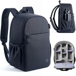 llano Camera Backpack for DSLR/SLR/Mirrorless – Water-Resistant Photography Bag with Laptop Slot & Tripod Holder, Compact Case for Canon/Nikon/Sony, Travel & Outdoor,Medium 10L Capacity, Black