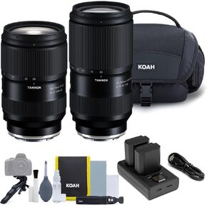 Tamron 50-300mm F4.5-6.3 Di III VC VXD Lens for Sony E-Mount (Model A069S) مع عدسة تكبير 28-75 مم ، و 2000 مللي أمبير من بطاريات LI-ION (2 عبوة) ، وحقيبة نظام الكاميرا مع مجموعة أدوات الإكسسوارات (4 عناصر)