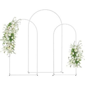 Wedding Arch Backdrop Stand Set of 2 (7.3FT/6FT), Gold Metal Arch Backdrop Stand,Balloon Arch Stand for Wedding Ceremony Baby Shower Outdoor Indoor Birthday Party Graduation Decoration,Gold