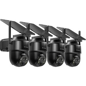 GALAYOU 2K Security Cameras Wireless Outdoor-360° PTZ Cameras for Home Security with Solar Panel/Battery Powered, Night Vision, Two-Way Audio, PIR Sensor, Works with Alexa, R1 4P Black (2.4Ghz Only)