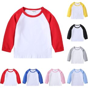 Toddler Long Sleeve Color Block T-Shirt Cotton Crewneck Tee Soft Undershirt Shirt Top for Baby Boys Girls Fall Clothes