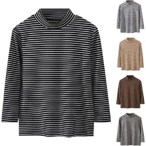 Boys Girls Thermal Tops Kids Winter Undershirt Stripe Turtleneck Baselayer Long Sleeve T Shirts