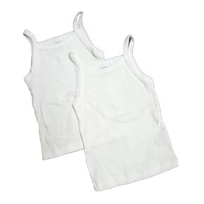 Petit Bateau 2 pc Solid White Girls Undershirts-Sizes: 2/18 Style 15038 (5, White)