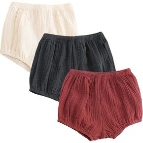 EISHOW Infant Baby Cotton Linen Bloomer 3 Pack Shorts Newborn Toddlers Girls Boys Summer Soft Diaper Cover Underwear Panty
