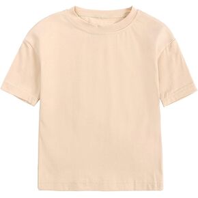 Boys Girls Short Sleeve Plain Basic Tees for Toddler Baby Cotton T-Shirt Crewneck Tops Undershirts Cute Summer Tees