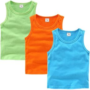 EISHOW 3 Pack Vest Set, Unisex Kids Baby Boys Girls Basic Tank Tops T-Shirts Cotton Undershirts Summer Sleeveless Vest Tees