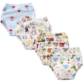 Evelin LEE 4 Pack Toddler Baby Cartoon Training Pants Soft Reusable Underwear Briefs for Boys Girls