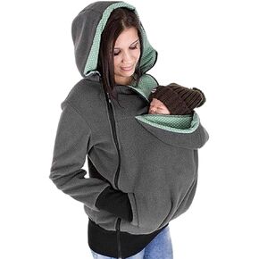 Womens Fall Maternity Kangaroo Costumes 3 in 1 Multifunction Hooded Coat for Baby and Mother Warm and Windproof