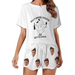 Custom Face Pajamas Set for Women, Personalized Holiday Lounge Set with Photo, Soft Pet Sleepwear, Funny Gag Gifts
