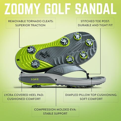 Zoriz Zoomy Golf Sandals - Flops Golf Flop مع مرابط الغولف القابلة للإزالة - الرجال والصنادل النسائية للمشي أو الشاطئ أو الرياضة in Kuwait