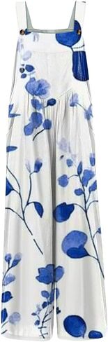 Women's Jumpsuits Casual Loose Outfits Vintage Beach Overalls with Pockets 2025 Spring Summer Palazzo Rompers in Saudi Arabia
