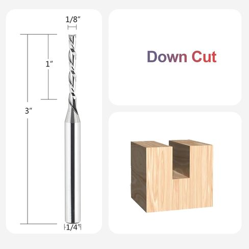 SpeTool Extra Long Spiral Router Bit Down Cut 1/8 inch Cutting Diameter, 1/4 inch Shank 3 inch OVL HRC55 Solid Carbide End Mill for Wood Cut Carving Engrave in Saudi Arabia