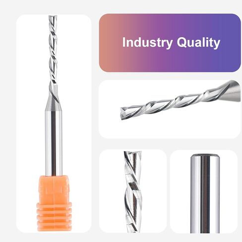 SpeTool Extra Long Spiral Router Bit Down Cut 1/8 inch Cutting Diameter, 1/4 inch Shank 3 inch OVL HRC55 Solid Carbide End Mill for Wood Cut Carving Engrave in Saudi Arabia