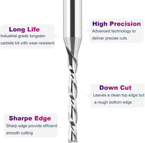 SpeTool Extra Long Spiral Router Bit Down Cut 1/8 inch Cutting Diameter, 1/4 inch Shank 3 inch OVL HRC55 Solid Carbide End Mill for Wood Cut Carving Engrave in Saudi Arabia