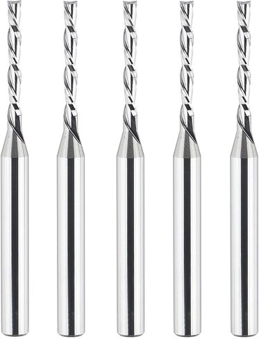 SpeTool Extra Long Spiral Router Bit Down Cut 1/8 inch Cutting Diameter, 1/4 inch Shank 3 inch OVL HRC55 Solid Carbide End Mill for Wood Cut Carving Engrave in Saudi Arabia