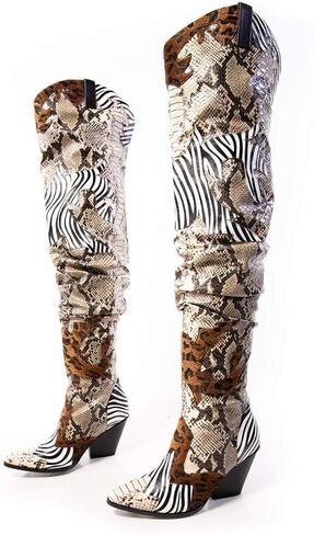 YOKI Cowgirl Boots Women, Over the Knee Western Cowboy Boots for Women with Chunky Block Heels in Saudi Arabia