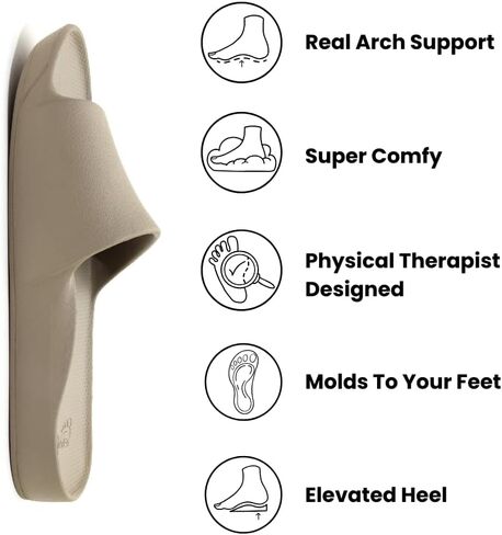 Archies Arch Support Slides-Sandals Recovery Strondals لتخفيف التهاب اللفافة الأخمصية ، وآلام القدم وآلام الكعب-شرائح خفيفة الوزن ، وملفقة ، وتمتص الصدمات للمشي ، والوقوف ، والراحة طوال اليوم in Kuwait