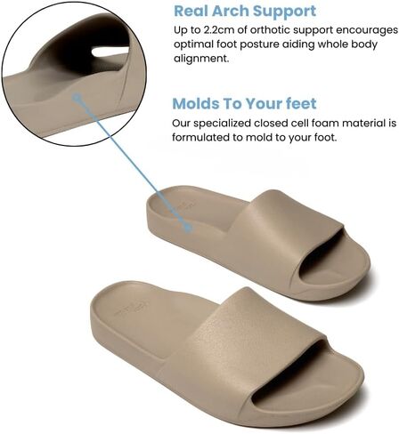 Archies Arch Support Slides-Sandals Recovery Strondals لتخفيف التهاب اللفافة الأخمصية ، وآلام القدم وآلام الكعب-شرائح خفيفة الوزن ، وملفقة ، وتمتص الصدمات للمشي ، والوقوف ، والراحة طوال اليوم in Kuwait