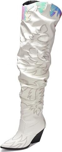 YOKI Cowgirl Boots Women, Over the Knee Western Cowboy Boots for Women with Chunky Block Heels in Saudi Arabia