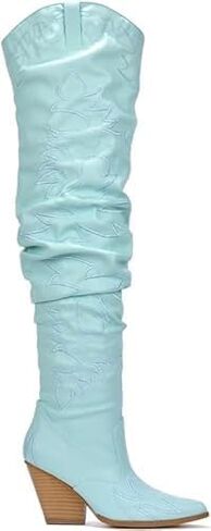 YOKI Cowgirl Boots Women, Over the Knee Western Cowboy Boots for Women with Chunky Block Heels in Saudi Arabia