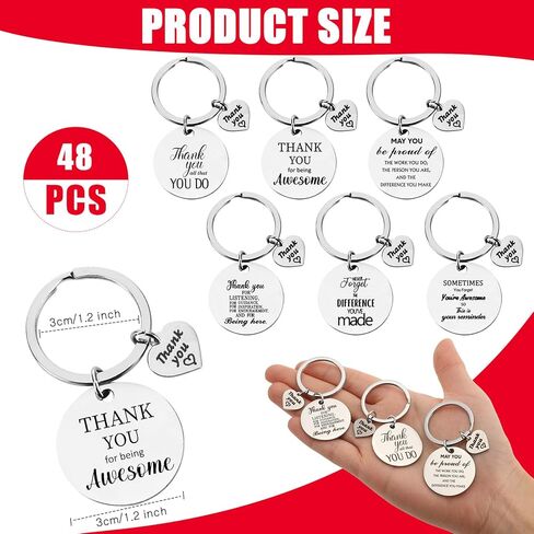 Equsion 48 Pcs Bulk Christmas Employee Appreciation Key Chain Thank You Gifts Team Gifts for Employees Coworkers Office Staff (Classic) in Saudi Arabia