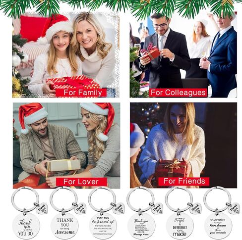 Equsion 48 Pcs Bulk Christmas Employee Appreciation Key Chain Thank You Gifts Team Gifts for Employees Coworkers Office Staff (Classic) in Saudi Arabia