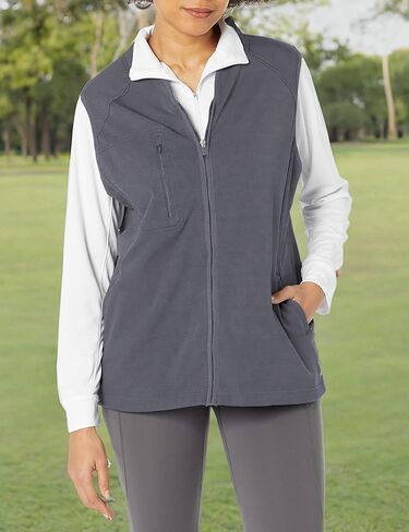 WonderWink Wink Knits Women's Fleece Full Zip Vest, Pewter, XL in Kuwait