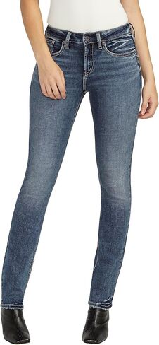 Silver Jeans Co. Women's Suki Mid Rise Curvy Fit Straight Leg Jeans, Dark Wash EDB482, 29W x 31L in Saudi Arabia