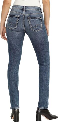 Silver Jeans Co. Women's Suki Mid Rise Curvy Fit Straight Leg Jeans, Dark Wash EDB482, 29W x 31L in Saudi Arabia