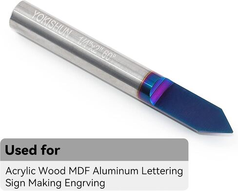 CNC Router Bits 30 Degree Engraving Bits 0.005 Tip with 1/4 Shank Nano Blue Coat Solid Carbide V Groove Router Bit for Signmaking Carving in Kuwait