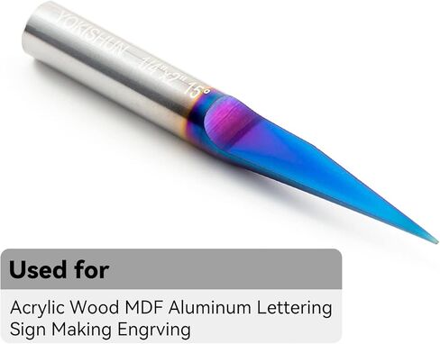 CNC Router Bits 30 Degree Engraving Bits 0.005 Tip with 1/4 Shank Nano Blue Coat Solid Carbide V Groove Router Bit for Signmaking Carving in Kuwait