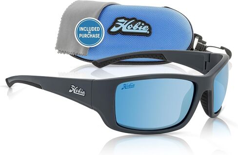 Hobie Men's Polarized Wrap sport Sunglasses, Large Fit, Full-Coverage, Everglades (Satin Black, Sightmaster+) in Saudi Arabia